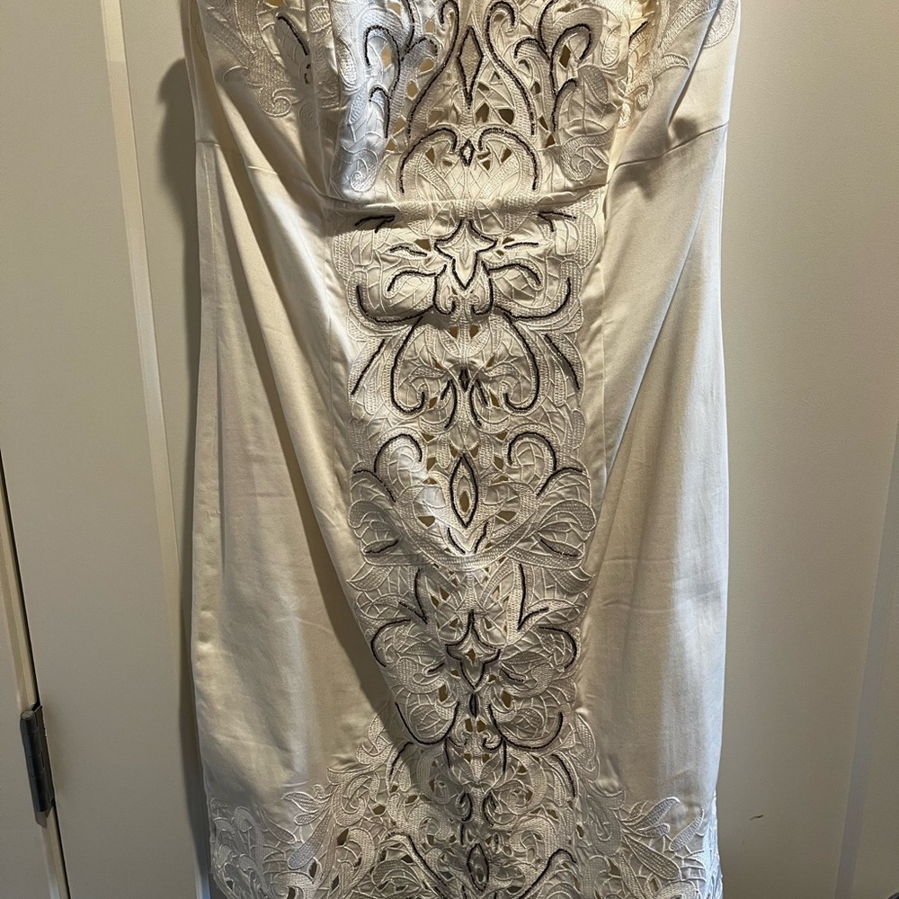 White House Black Market Ivory Embroidered Dress